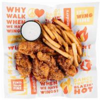 3 Tossed Tenders - Small · 3 hand-breaded tenders, tossed in sauce & served with your choice of fries, honey slaw or ve...