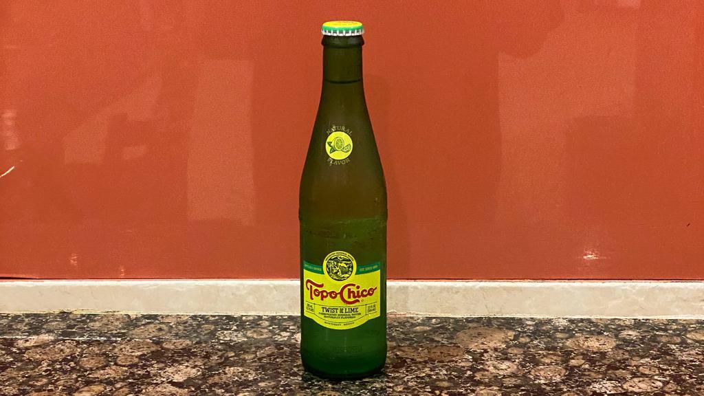 Topo Chico Lime · sparkling water with lime flavor