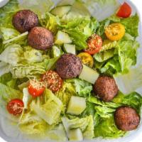 Salad Box · Romaine hearts, cucumber, cherry tomato, chickpea shavings, olive oil vinaigrette dressing. ...