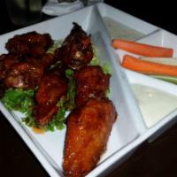 Boneless Buffalo Wings · Boneless wings deep fried golden brown and tossed in Franks Red Hot Buffalo Sauce. Served wi...
