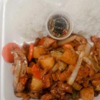 Pineapple Chicken House Special · Contains onion, bell pepper, zucchini, carrot, pineapple chunk and teriyaki chicken with swe...