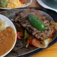 Fajita Beef For 2 · Marinated and grilled Certified Angus Beef, served with caramelized onions and green & red p...