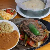 Fajita Beef For 1 · Marinated and grilled Certified Angus Beef, served with caramelized onions and green & red p...