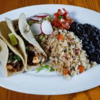 Tacos Baja  Shrimp [Gs] · Shrimp Grilled or lightly battered. Corn or homemade flour tortillas served with cilantro ca...