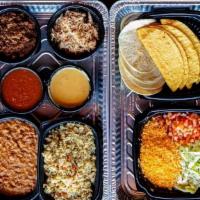 Roja Family Taco Meal For 6 · Build your own tacos, served with lettuce, tomatoes and mixed cheese. Pick your protein and ...