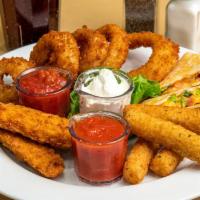 The Newport Creamery Appetizer Sampler · A mouthwatering array of our most popular appetizers. Includes Mozzarella Sticks, Onion Ring...
