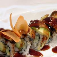 Samuria Roll · California roll topped with fresh water eel , eel sauce