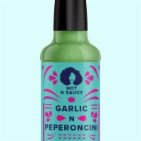 Garlic N Peperoncini Hot Sauce · Mildly spicy and boldly flavored garlic and peperoncini hot sauce made with all natural ingr...