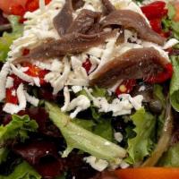 Individual Sicilian Salad · Mixed Greens, tomatoes, capers, anchovies, mozzarella cheese and italian dressing