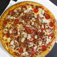 Meat Lovers 18” · Pepperoni, sausage, Canadian bacon, chicken, beef and bacon.
