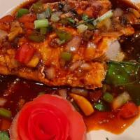 Crunchy Fried Seabass In Chao Sauce · 