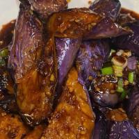 Spicy Garlic Eggplant · Spicy. Braised Japanese eggplant in chili-garlic sauce. A must have for eggplant fans.