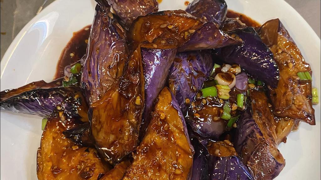 Spicy Garlic Eggplant · Spicy. Braised Japanese eggplant in chili-garlic sauce. A must have for eggplant fans.