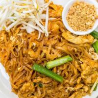 Pad Thai · Rice noodles stir fried with egg, bean sprouts and scallions in tamarind sauce.