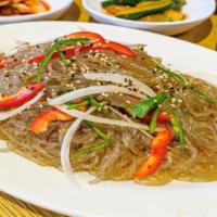 Jap Chae · Clear vermicelli noodles pan fried with assorted vegetables