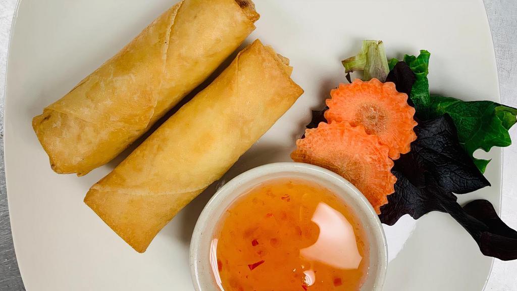 Side Spring Roll  2 Pcs · Deep-fried egg roll skin stuffed with cabbage, glass noodle