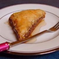 Baklava · Pecans and honey in a flaky pastry.