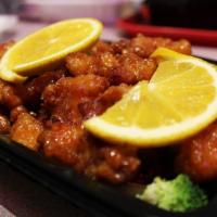 Orange Chicken 陳皮雞 · Spicy. Chicken in light batter, stir-fried in our orange sauce.
