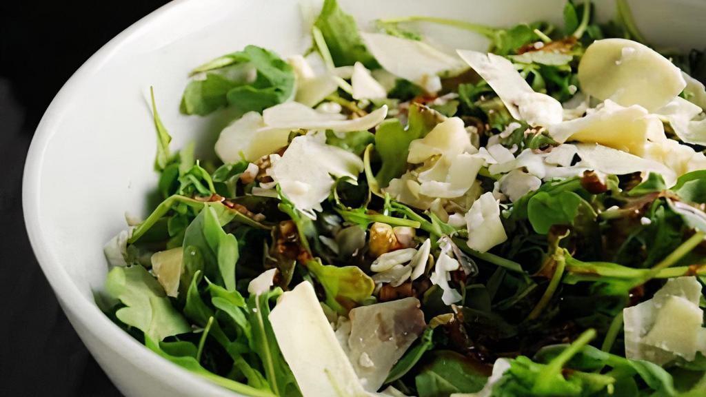 Arugula & Parmigiano · Baby arugula with shredded parmigiano reggiano cheese.