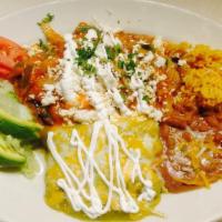 Quesadilla Rellena Combo · flour tortilla with cheese, shredded chicken, loaded with lettuce, sour cream, tomatoes, and...