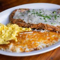 Big Foot Country Fried Steak & Eggs · 12oz C.F.S. served with two eggs any style, toast and choice of country potatoes or hashbrowns