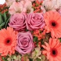 Forever More · You can never go wrong with this superb bouquet! The vibrant coral gerberas and stunning lav...