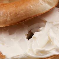 Plain Bagel With Cream Cheese · Comes with cream cheese, great for on the go with a coffee!