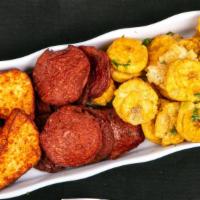 Queso Frito And Salami  With Fried Plantains · Fried Cheese and salami with fried plantains