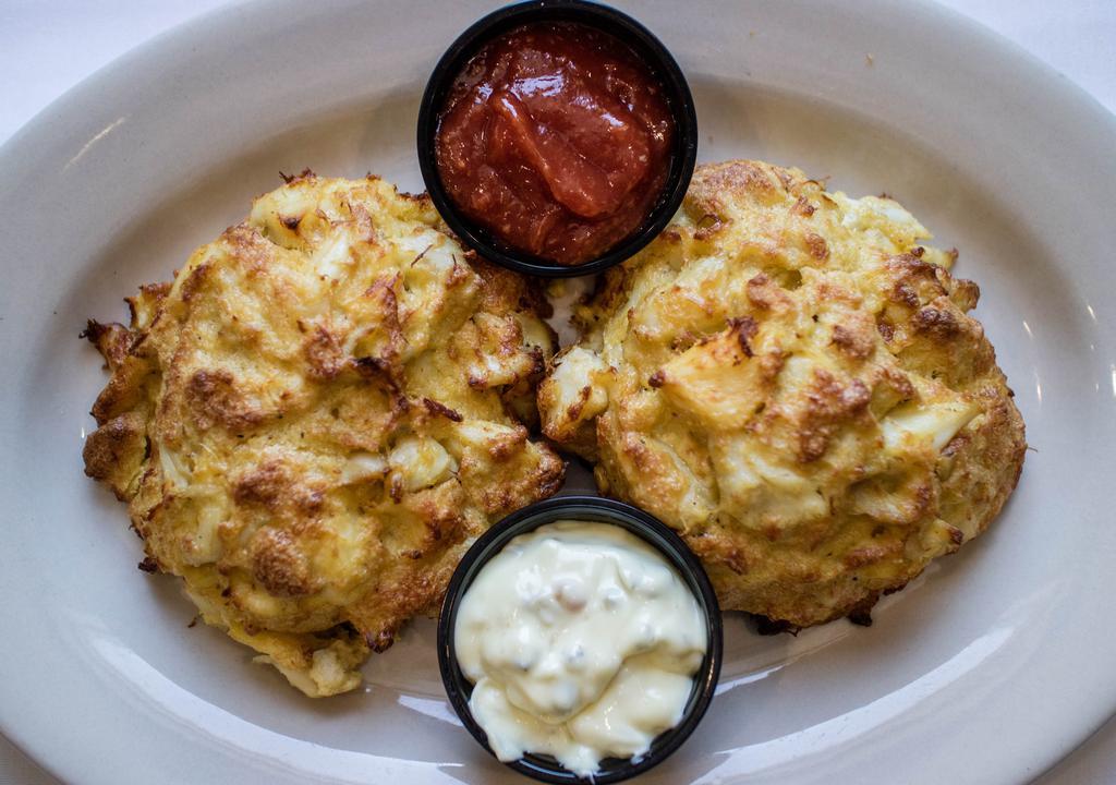 Crab Cake Platter · Popular item. Our delicious crab cake bursting with mouth-watering jumbo lump crabmeat. Served with your choice of 2 side items.