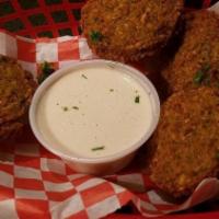 Falafel Basket (5 Patties) · Delicious patties of ground cooked garbanzo beans mixed with our special blend of spices the...