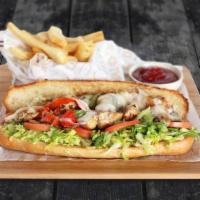Chicken & Cheese · Grilled chicken grilled with onions, peppers, topped with provolone cheese.