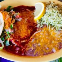 Juanas Combo Platter · An assortment of miniature appetizers: one chicken tamale, two mini chicken chimigangas, two...