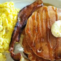 Big Breakfast Plate · 2 pancakes, 2 eggs, 2 bacon.