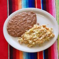 Potatoes & Egg Plate · Potatoes & egg mixed, served with beans & 2 tortillas