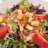 Original Chicken Salad · Fresh spring mix lettuce with Roma tomatoes and topped with cheddar cheese and strips of sea...
