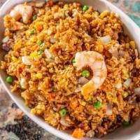 Combination Fried Rice · Wok stir-fried rice, shrimp, pork, chicken, and savory dark soy sauce.