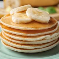 Banana Pancakes · Two homestyle pancakes with tasty bananas.