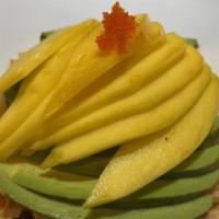 Spicy Mango Kani Salad  · Crabmeat and Julienne Cucumber mixed with Spicy Mayo with Mango and Avocado on Top