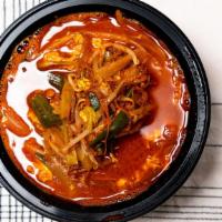 20 Yukgaejang(Spicy) · spicy soup w/ shreded beef, scallions, bean sprouts, etc