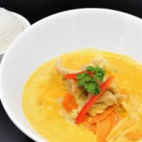 Yellow Curry · Choice of meat, potatoes, carrots, onions, coconut milk, curry paste.