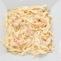 Shrimp Fettucini Alfredo · Our Fettuccini Noodles, Large Shrimp w/Alfredo Sauce. Serve With 2pc Of Garlic Bread
