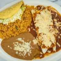 Taco, 2 Enchiladas With Choice Of Rice Or Beans · 
