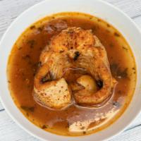 Fish Pepper Soup (Catfish) · Catfish simmered in spicy broth.