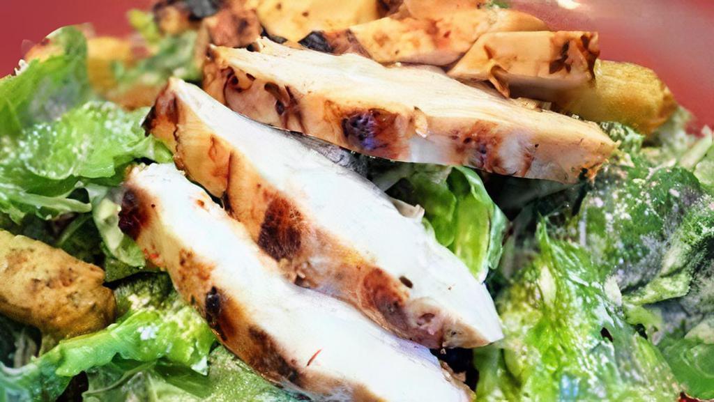 Grilled Chicken Caesar Salad · Grilled chicken on fresh garden salad.