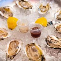 Bluepoint 1 Dozen* · Blue Point oysters have satiny, almost liquid meats with a high brininess and very mild flavor