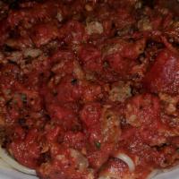 Salsiccia · Italian ground pork sausage sautéed with our marinara sauce and tossed with your choice of s...