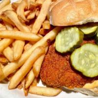 Spicy Chicken Sandwich · Spicy country-fried chicken breast with pickles and chipotle mayo on our house sweet bun. Se...