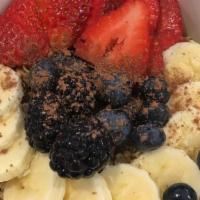 Chocolate · Acai, organic raw cocoa powder, organic hemp granola, strawberry, banana, blueberry, blackbe...