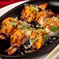 Shrimp Ball (6 Pieces) · Torched shrimp over rice with crunch.