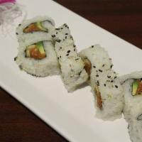 Spicy Tuna Roll · Spicy level one. Spicy tuna, avocado, cucumber, and sesame seeds.